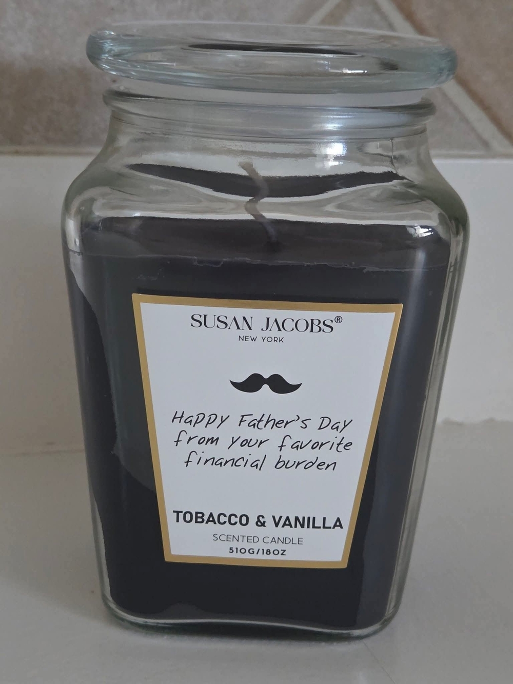 Susan Jacobs Tobacco & Vanilla Fathers Day Scented Jar Candle